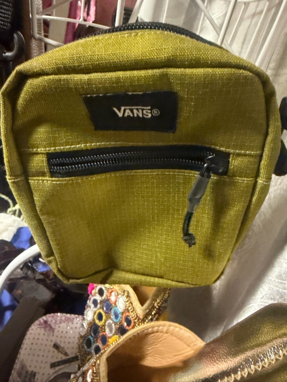 Vans Olive Crossbody Belt Bag with Front Zip